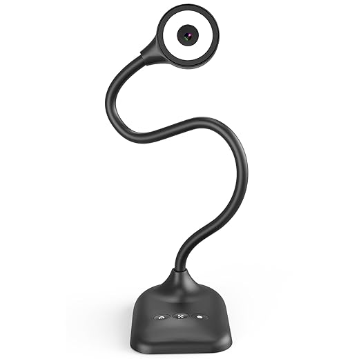Document Camera for Teachers, Webcam and Overhead Camera for Classroom with Mic, LED Lights, Image Invert, Fold for Mac OS, Windows, Zoom, OBS Work with Distance Learning/Teaching, Live Demo