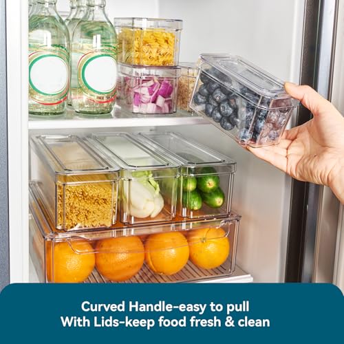 10 Pack Clear Fridge Organizer, Stackable Refrigerator Organizer Bins with Lids, Fridge Storage Containers for Kitchen, Food, Cabinets, Fruits, Vegetables, Cereals - Image 4