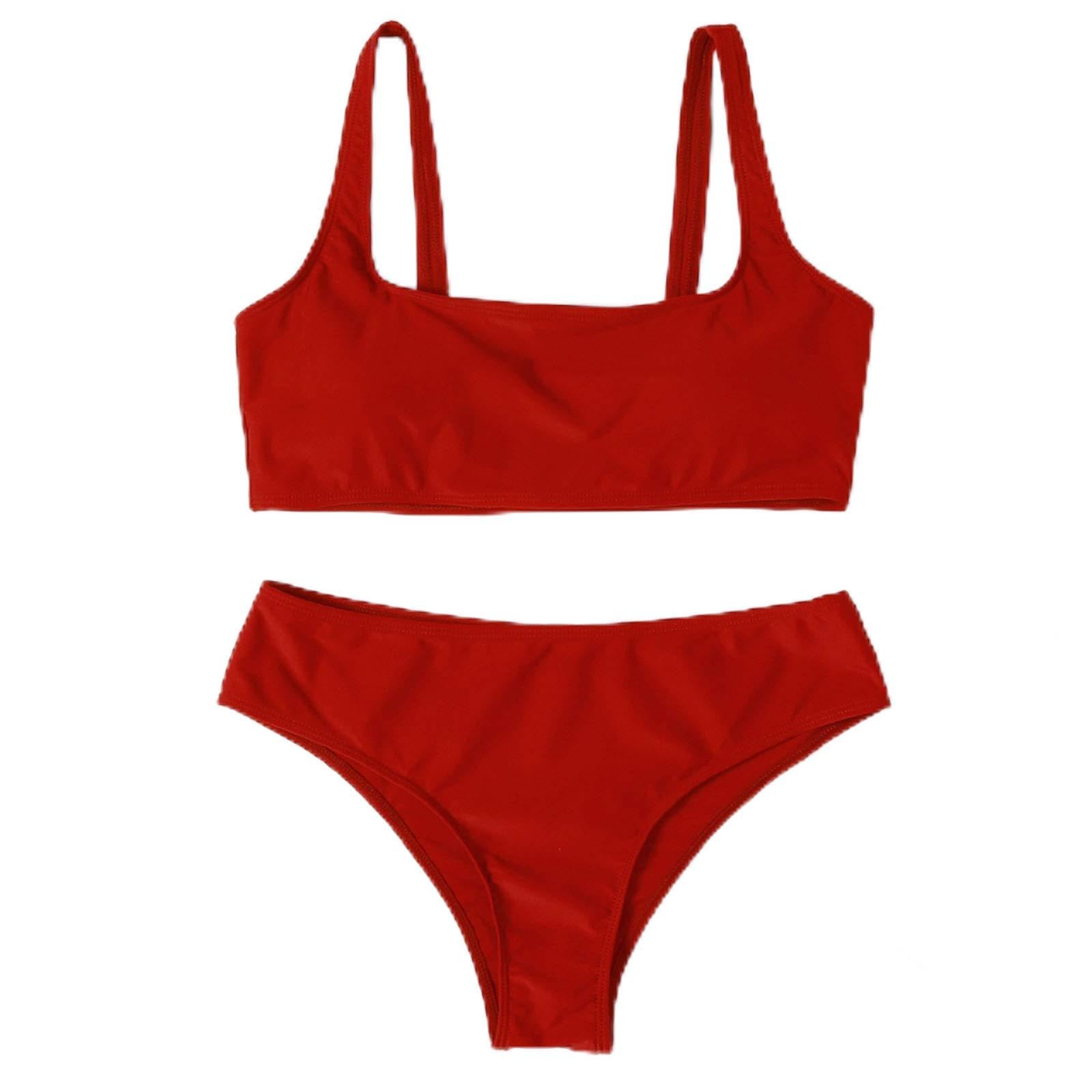 Generisch Bikini da donna, costume da bagno da donna, costume da bagno a due altezze in vita, costume da bagno Up Halter Set a righe, costume da bagno a fascia alta, tankini