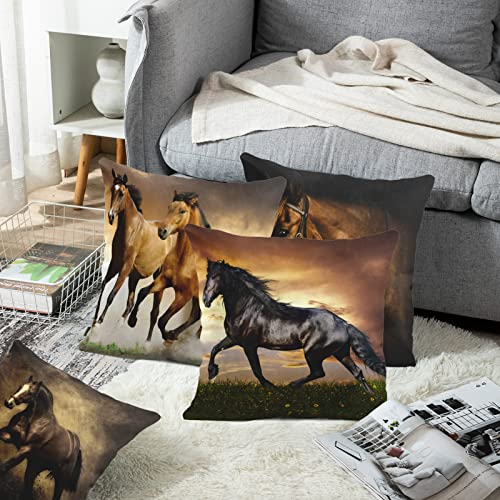 Emvency Set Of 4 Throw Pillow Covers Horse Running Waist Horses Armchair Simplin Creative Cartoon Animal Night Decorative Pillow Cases Home Decor Square 18X18 Inches Pillowcases #TOP4