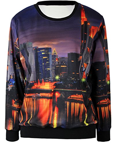 Thenice Women's Digital Print Pullovers Sweatershirts City sunsets