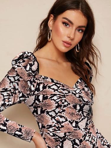 Image of LONDON BELLY Women's Poly Cotton Midi Bodycon Dress with Full Sleeves Sweet Heart Neck Printed Pattern Body Fitted and Calf Length | Women Midi Dress | Casual Party Summer for Womans