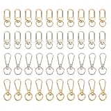 Adfaga Karabinerverschlüsse, Clips, Zinklegierung, Gold, Silber, glänzend, vielseitig einsetzbar, um 360 Grad drehbar, für Schmuck, DIY, Schlüsselanhänger, Schlüsselband, 40 Stück