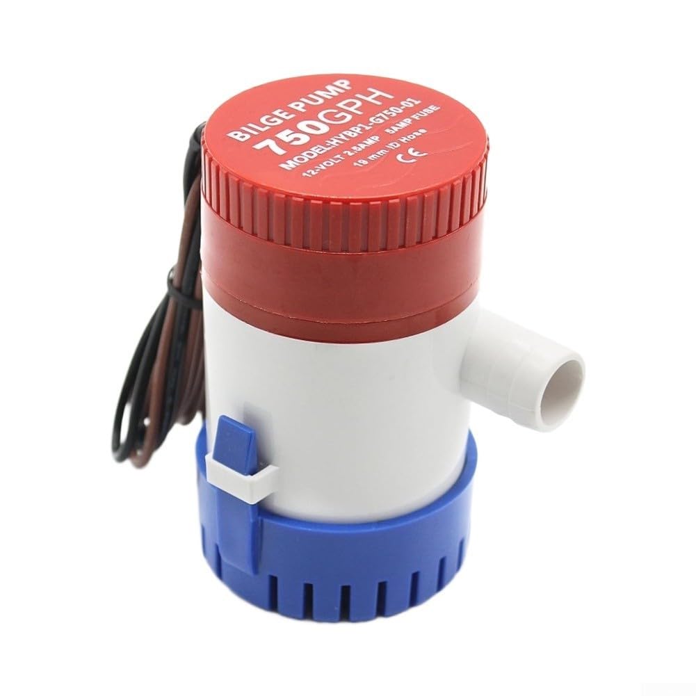 Pompa automatica per sentina 750GPH 12V connettore tubo (750GPH) | Sensore automatico, per flusso di 750 GPH, motore 12 V DC, ideale per barche, drenaggio rapido