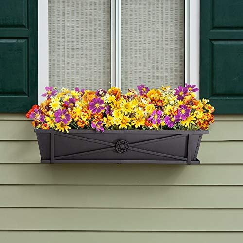 24in. The Medallion Tapered Iron Window Box with Black Metal Liner