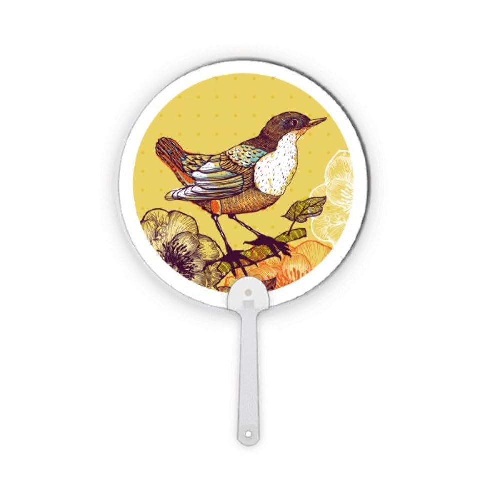 Éventail décoratif rond en plastique pour croquis d'oiseaux