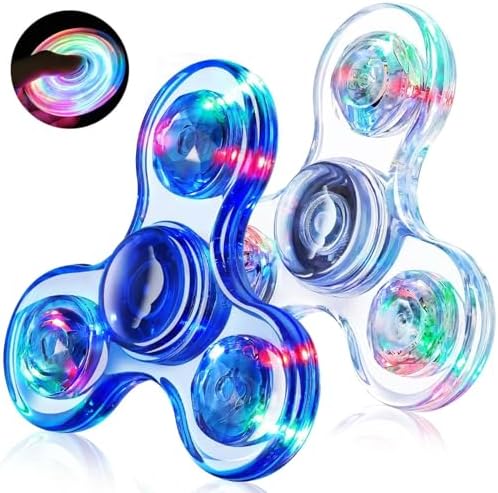 Fidget Spinner 2 Pack, Light up Sensory Fidget Toys Adults Kids 4...