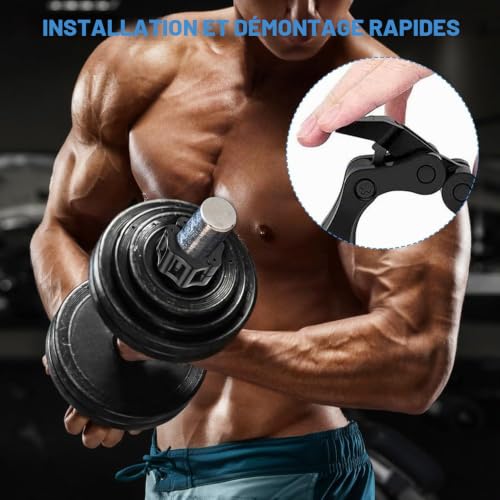 mizikuu 6 Pièces Collier Bague de Serrage Haltères, Clips de Barre 25mm de Poids Fermoirs d'Haltères Dégagement Rapide pour Haltérophilie Musculation Fitness Pince Barre De Musculation – vue 2