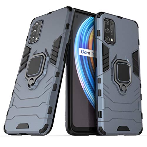 Compatibile con OPPO Realme X7, Realme V15 5G Cover, Custodia Armor Anello Cavalletto (Funziona con il Supporto Magnetico per Auto) Case Paraurti (Blu Navy)