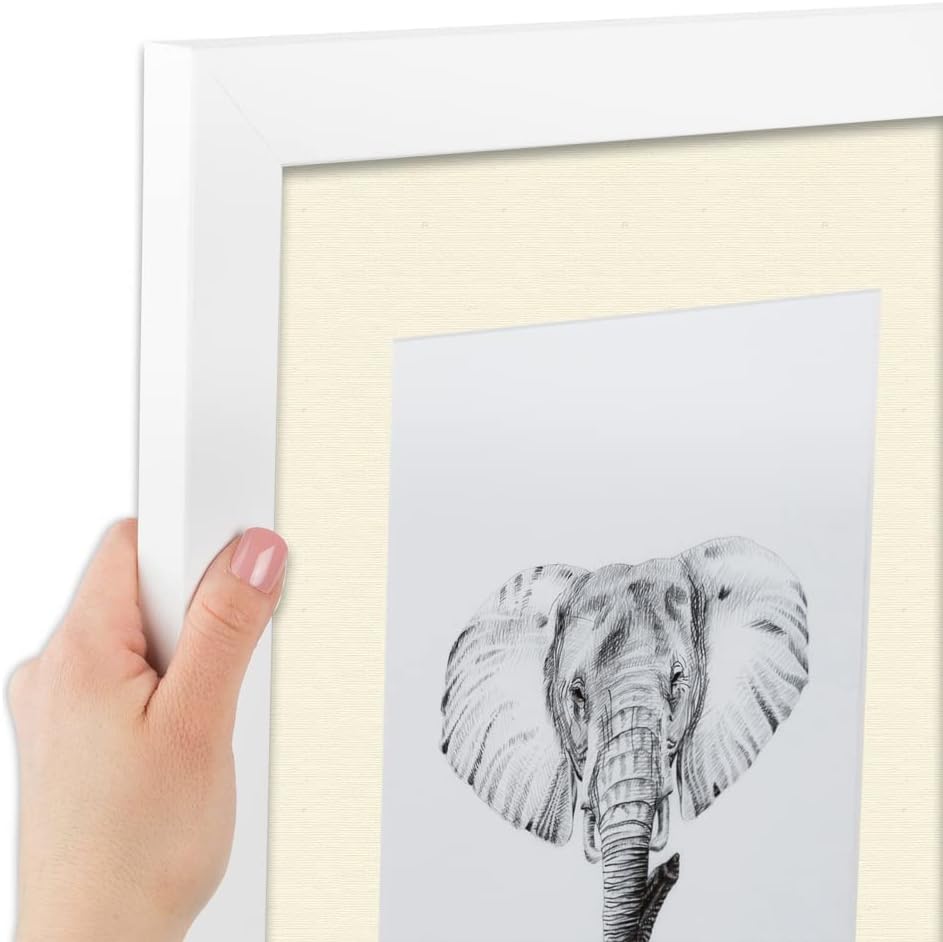 ArtToFrames 10x16 inch Satin White Frame Picture Frame with 2 Inch Single Ivory Mat, SingleMat-FRBW26074-10x16-81