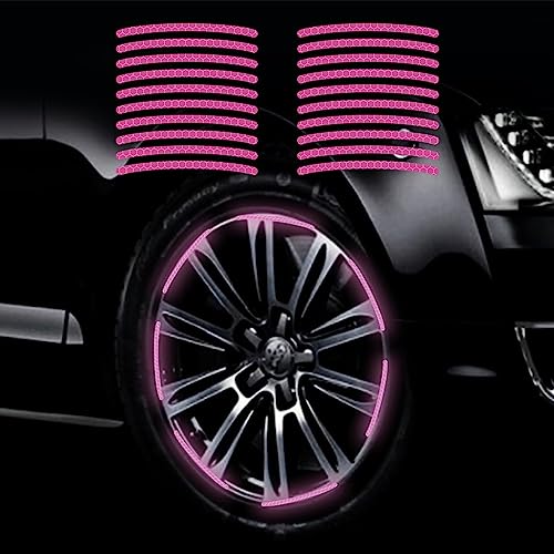 Image of 20PCS Car Wheel Hub Strong Reflective Stickers for Cars Night Safety Warning Reflective Stripe Decal Auto Motorcycle Wheels Rim Cycling Bicycle Truck Car Stickers (Purple)