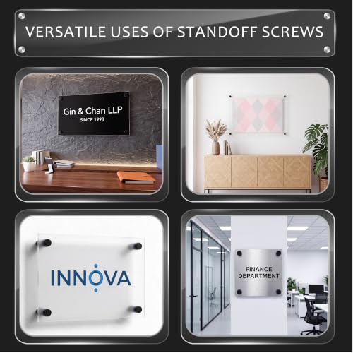 Image of Pelopy 12 Pcs Sign Standoff Screws Advertising Screws Stainless Steel Wall Standoff Mounts Glass Acrylic Nail (1 /2 x 1-3 /16 Inch,Black)
