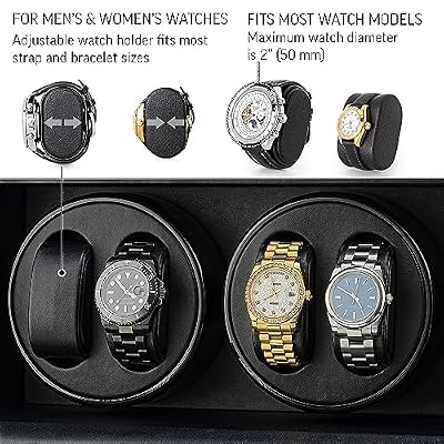 TIMECUBE Watch Winder for 6 Automatic Watches with LED Light and 15 Winding Programs
