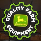 John Deere Quality Farm Equipment Licensed LED Neon Sign, Gear Shape Design, 17 x 17 x 3 inches