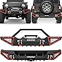 OEDRO Front and Rear Bumper Fit on 2018-2023 Jeep Wrangler JL & Unlimited JLU (2/4 Doors) Rock Crawler Off-Road Bumper w/Winch Plate Mounting & D-Rings & Hitch Receiver