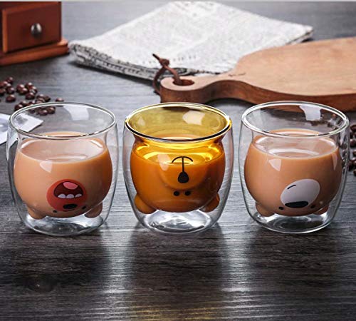 Süße Bier tassen KaffeeTeegläser Trinkgläser Kaffeeglas Doppelwandige Isoliergläser Bär Katze Becher Tasse - Image 3
