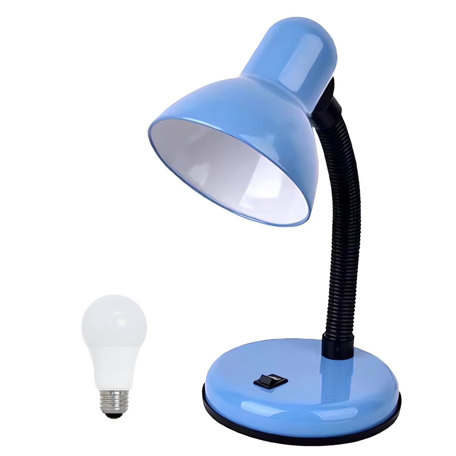 Blue Metal LED Desk Lamp with Flexible Gooseneck