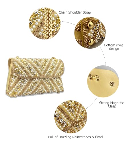 Image of Sweetovo Rhinestone Clutch Purse, Sparkly Evening Bag with Chain for Women