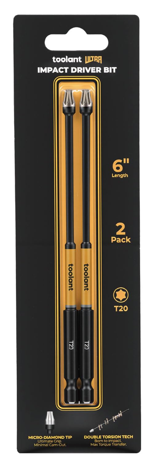 toolant T20 6" Impact Torx Bits, 1/4" Hex, S2 Steel, 2-Piece Set