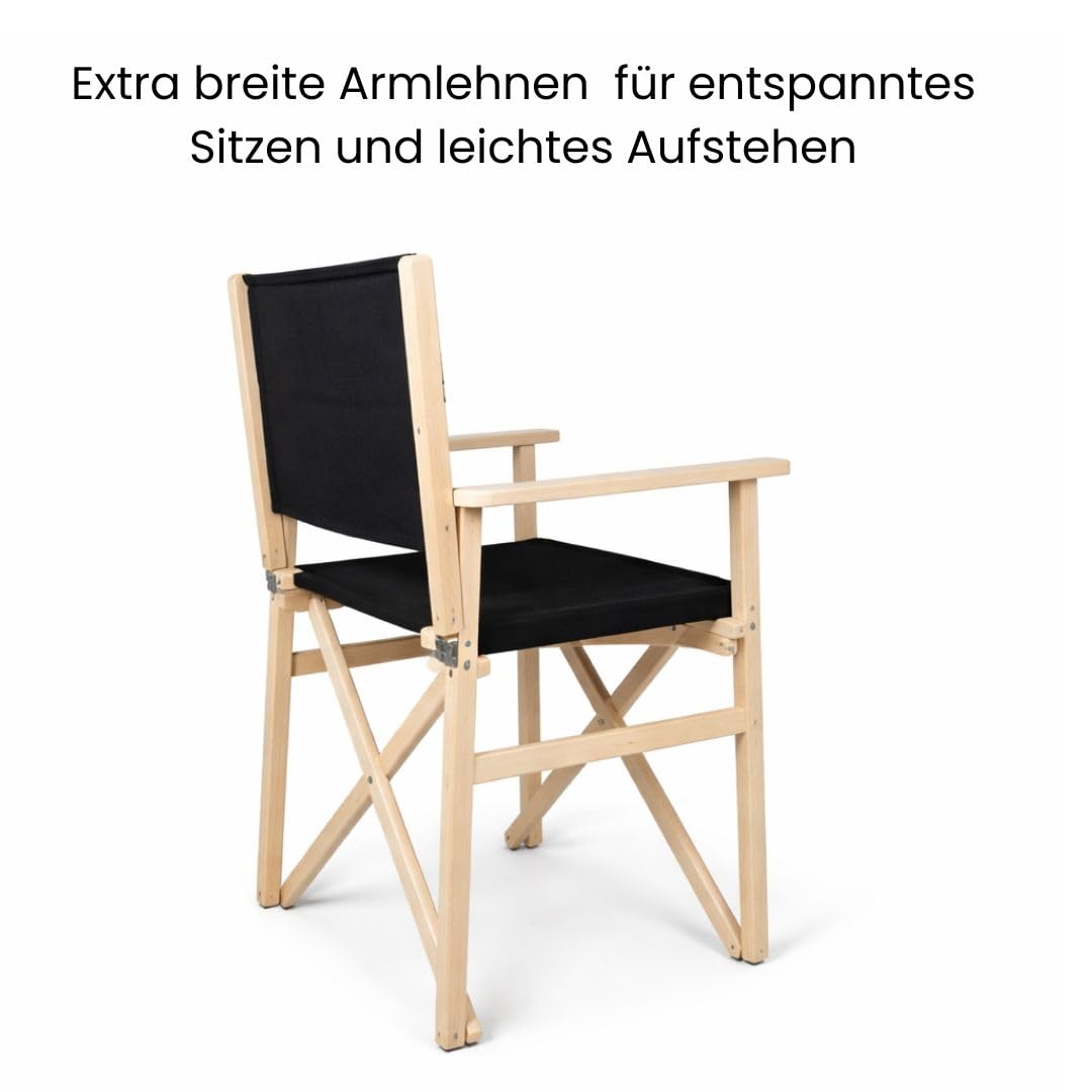 BAS Regiestuhl klappbar aus Holz - Leichter Campingstuhl Schwarz
