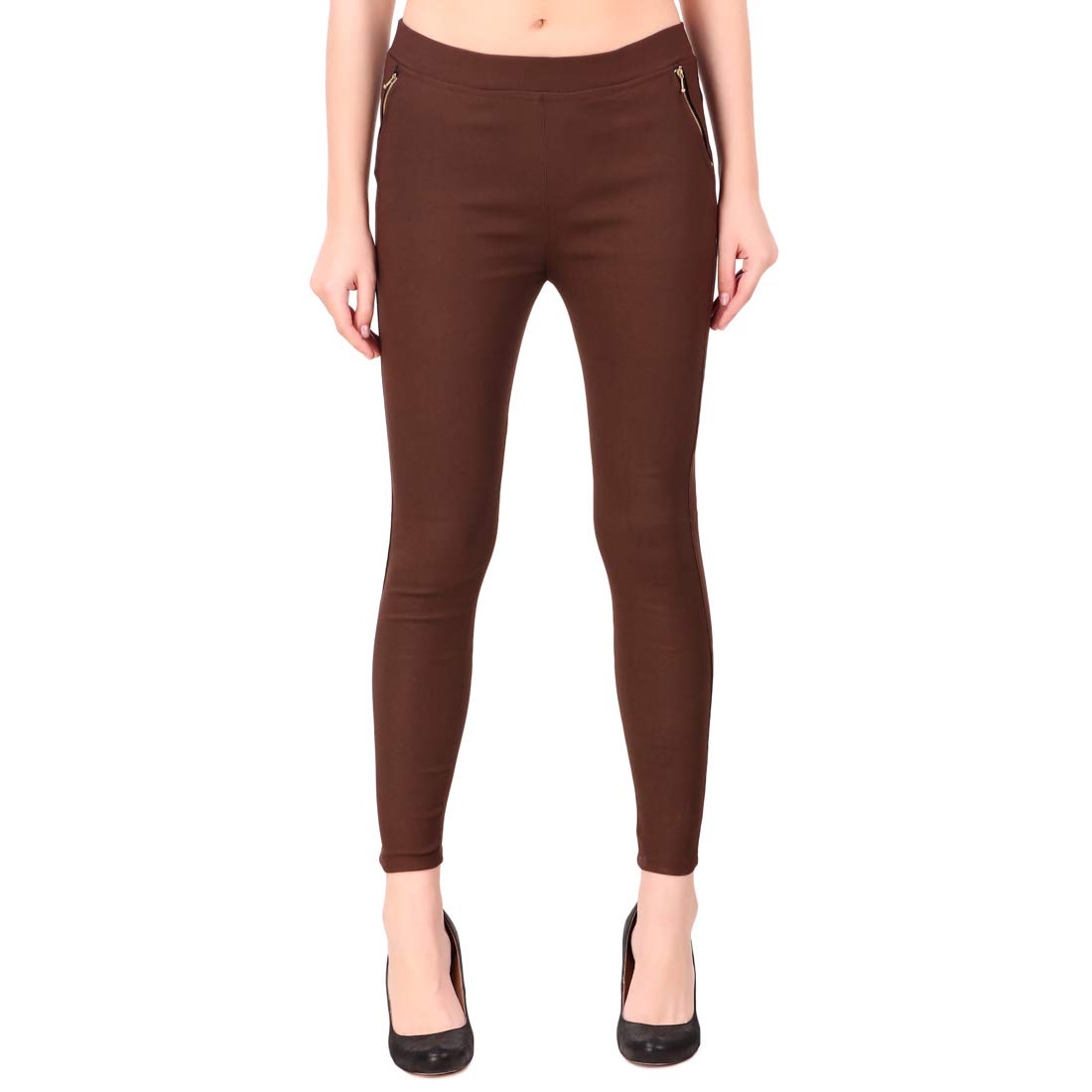 KIBA RETAILWestern Style Casual Solid Jegging for Women, Brown, 30