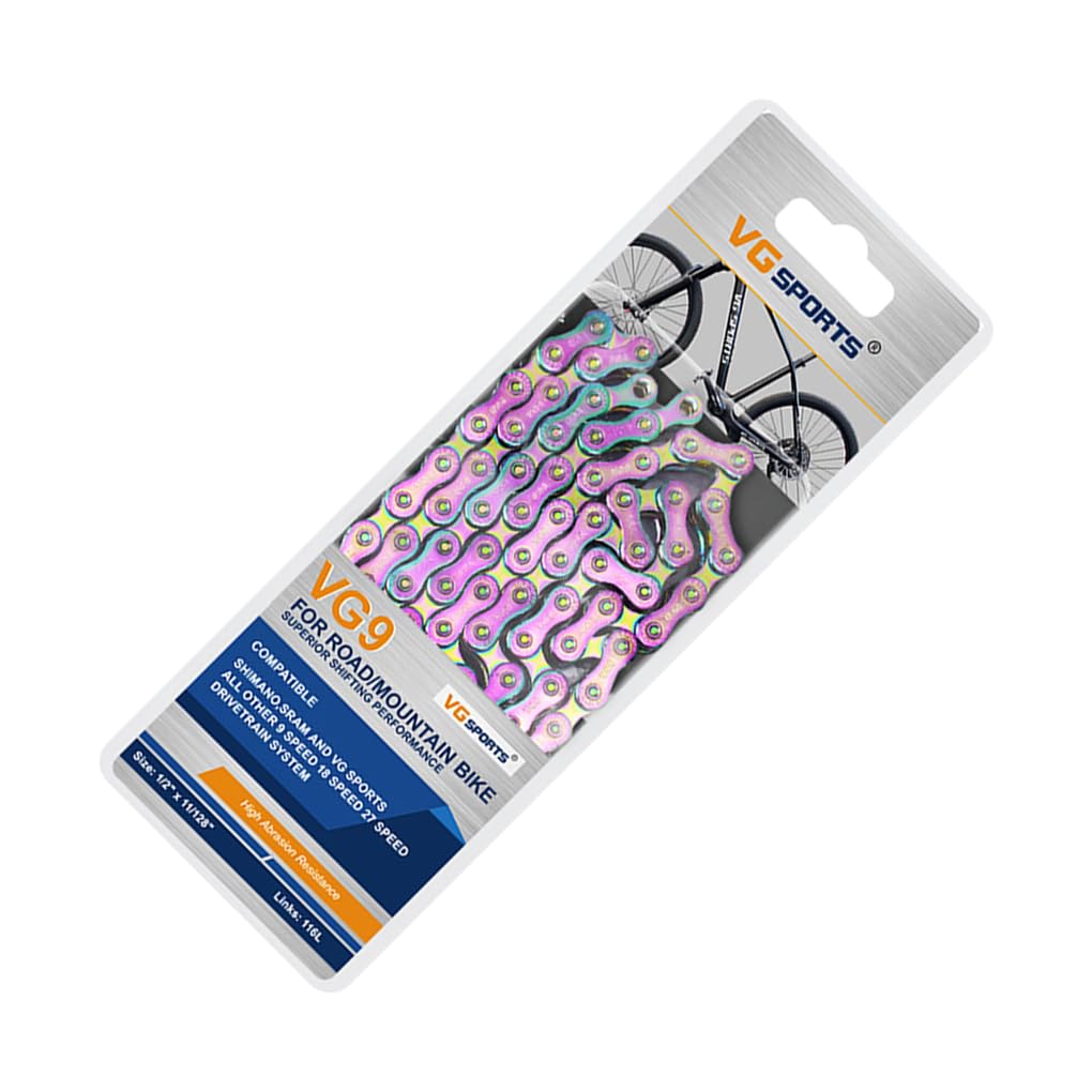 3 Set di Catena per bici facile da installare per mountain bike e bici da strada Catene per mountain bike robuste e durevoli in acciaio al carbonio, eleganti e colorate a 9 velocità