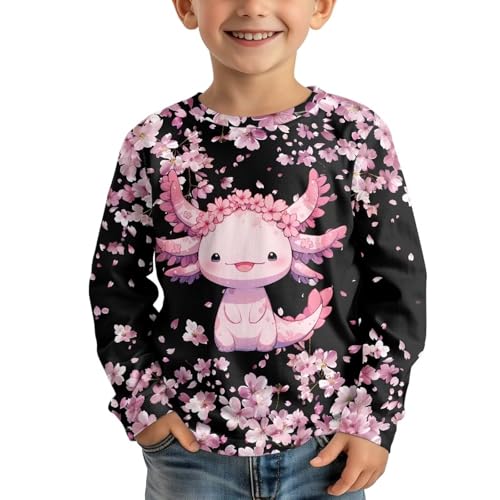 Image of Girls Cartoon Print Long Sleeve Graphic Tee Casual Crew Neck T-Shirts for 3-16 Years Little Girls