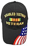 Disabled VIETNAM Veteran Baseball Cap Black Hat American Flag Army Marine Navy