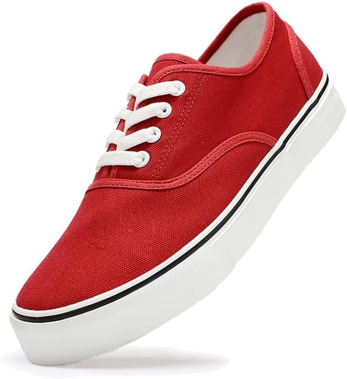 Canvas Shoes for Women Men Fashion Low Top Sneaker Casual Tennis Shoes Lace-Up  Comfortable Classic Canvas Shoes, Red, 8.5 Women/7 Men : Amazon.sg: Fashion