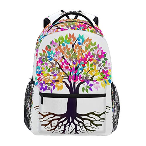 Anantyy - Mochila escolar para niños, diseño abstracto y vibrante de árbol, multicolor, M, Mochila para niños