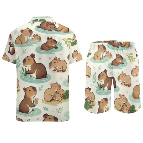 Ensemble 2 pièces homme capybara mignon d'été décontracté de plage courte confortable