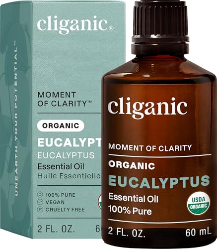 Image of Cliganic Organic Eucalyptus Essential Oil - 100% Pure Natural for Aromatherapy Diffuser | Non-GMO Verified
