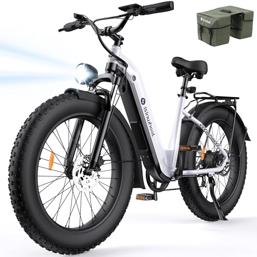isinwheel U8 Plus Electric Bike for Adults,1500W Peak Motor Hydraulic Brake Ebike,Max 20/28MPH 75-105Miles Electric Bicycle with 13AH/18AH Battery,26" Step-Thru Fat Tire Commuter E Bike for