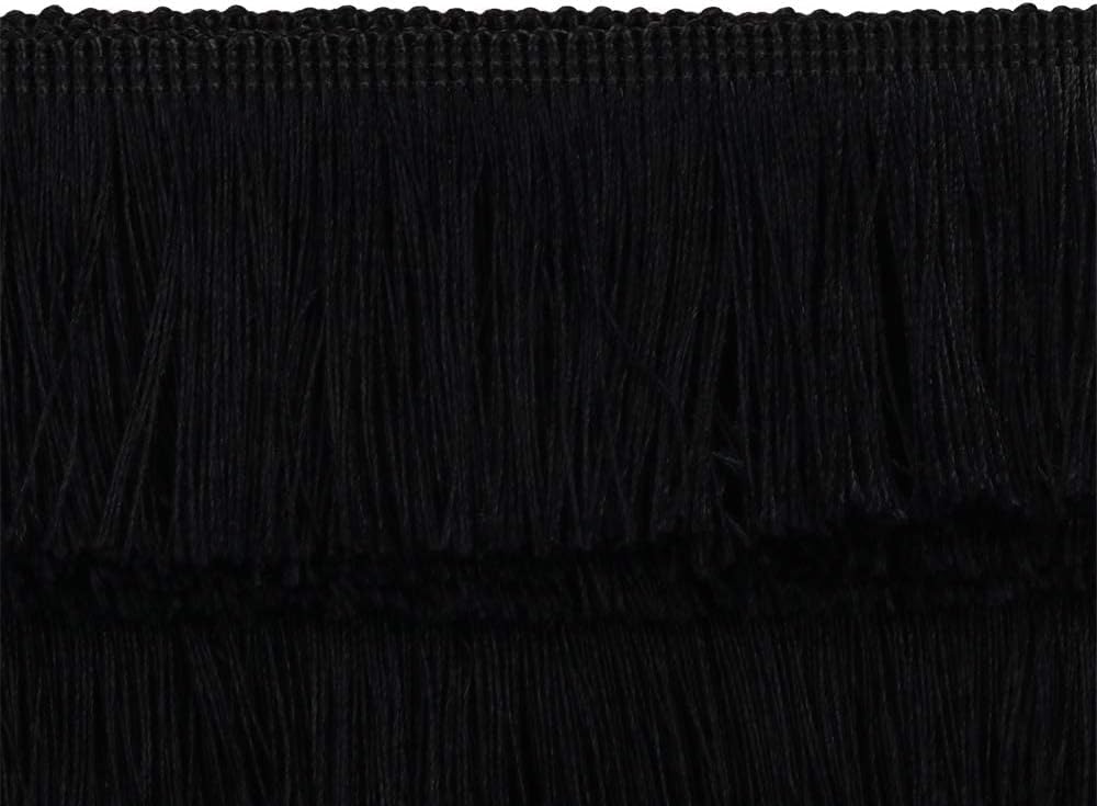 Fringe Trim Tassel Lace 2.5Inch Width 5 Yards Long for Clothes Accessories Latin Wedding Dress and DIY Lamp Shade Decoration (Black, 2.5Inch)