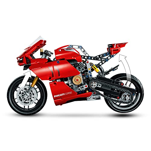 Lego 42107 Technic Ducati Panigale V4 R Motorbike, Collectible Superbike Display Model Building Kit With Gearbox And Working Suspension, Gift Idea, 10 Year + #TOP3