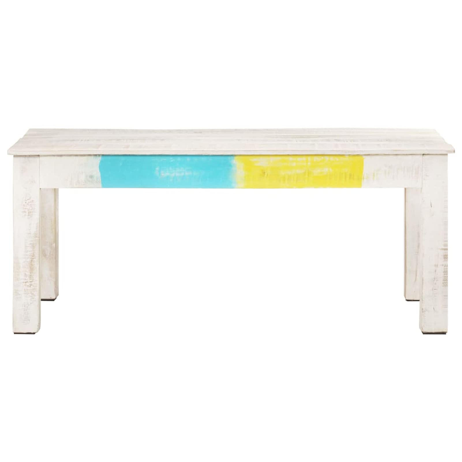 Homgoday Table basse blanche 110 x 60 x 45 cm en manguier massif, table d'appoint, table d'appoint pour salon, salle de réception d'invités, chambre à coucher et mobilier de bureau