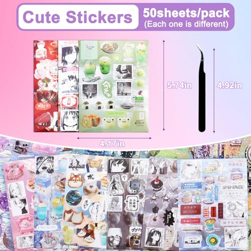 Image of 800Pcs Cute Scrapbook Stickers Travel Japanese Sticker Book for Adult Kawaii Korean Stickers for Journaling Heisei Retro Aesthetic Sticker Manga Style Decor for DIY Crafts Junk Journal Gifts Subway
