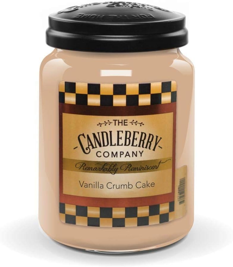 The Candleberry Company Candles | Strong Fragrances for Home | Hand Poured in USA | Highly Scented & Long Lasting | Large Jar 26 oz (Vanilla Crumb Cake)