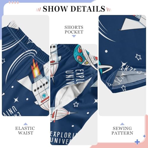 ZZXXB Rocket Exploring Universe Boys Long Pants Soft Trousers Elastic Waist Kids Lounge Bottoms with Pockets S-XL4