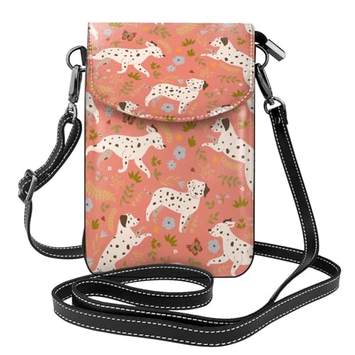 Porte-téléphone femmes dalmatiens et portefeuille bandoulière en cuir PU