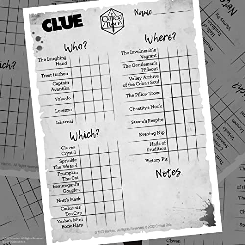 Usaopoly Clue: Critical Role | Solve The Mystery In This Collectible Clue Game Featuring Characters & Locations From Mighty Nein Campaign Officially-Licensed Game, (Cl139-516-002200-04) #TOP2