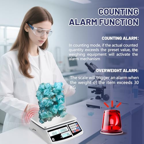 Industrial Counting Scale, Coin Scale to weigh Coins for Collectors, Scale for Parts and Coins,Digital Inventory Scale with Alarm Mode, (30kg/66lb, 0.1g), g/kg/lb - Image 4