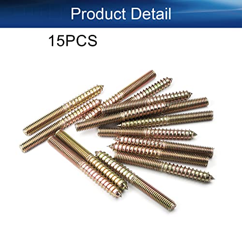Image of Double Headed Hanger Bolts M8x75mm Carbon Steel Self-Tapping Screw for Pet Furniture, Outdoor Furniture, Household Furniture,Bronze 15PCS
