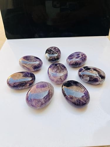 Miniatura 4 de Juego de 3 piezas de piedra de palmera amatista  Piedra de palmera de amatista oscura, terapia natural de chakras, cristal curativo pulido, ovalado,