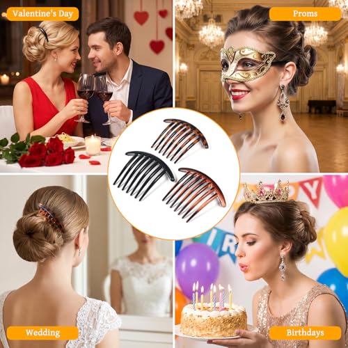 Set de 3 Peines Franceses para Mujer, Negro, Gris y Marrón miniatura 5