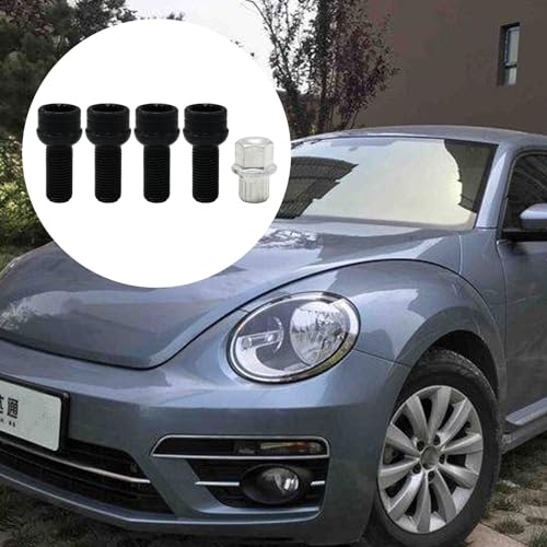Image of 14mm M14 4+1 Wheel Bolts Locking Lug Nut Set with Key Replacement for MK4 B5 1998-2005, Replaces 8D0601139F