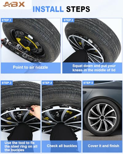 Image of ABX Hubcap Wheel Covers Hub Caps 15 Inch Set of 4 Black & Silver Universal Wheel Rim Cover R15 Stylish Car Decor Wheel Covers for Toyota Camry Nissan Mazda (Black&Silver, 15 inch)