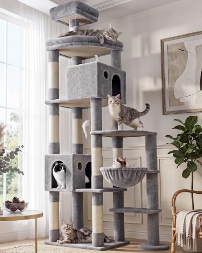 Image of Globlazer Giant Cat Tree for Indoor Large Cats, 83in, F83, Light Grey