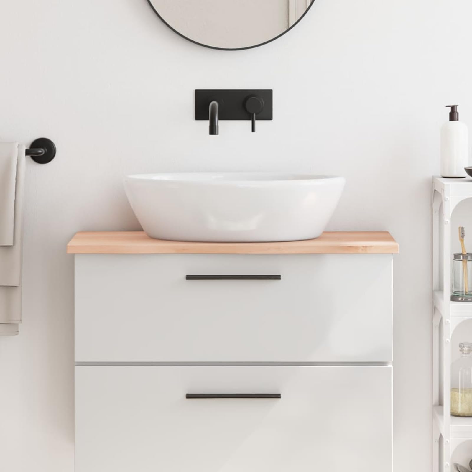 Rantry Rinnovate Il Vostro Bagno con Il Piatto da Bagno in Legno di Rovere Massello - Ideale per Scaffali e Mobili