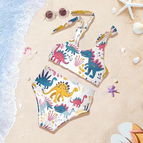 Girls' Bikini Set, Cute Funny Kids Dinosaurs Pattern Kids Swimsuit 2 Pcs Beach Bathing Suit4
